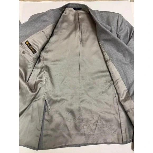 Brooks‎ Brothers Mens Blazer 48RG Gray Pinstripe Super 110s Wool Sport Coat